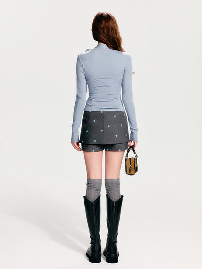 Slim Fit Asymmetrical Tie Neck Top