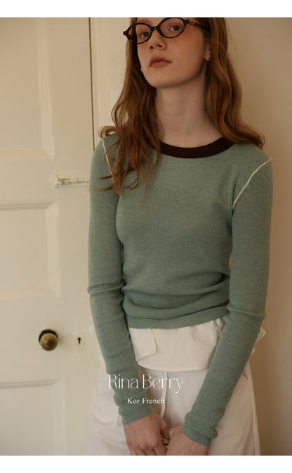 Contrast-Trim Ribbed Knit Top