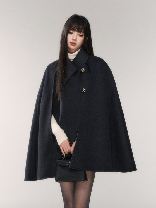Double-Faced Wool Cape Coat