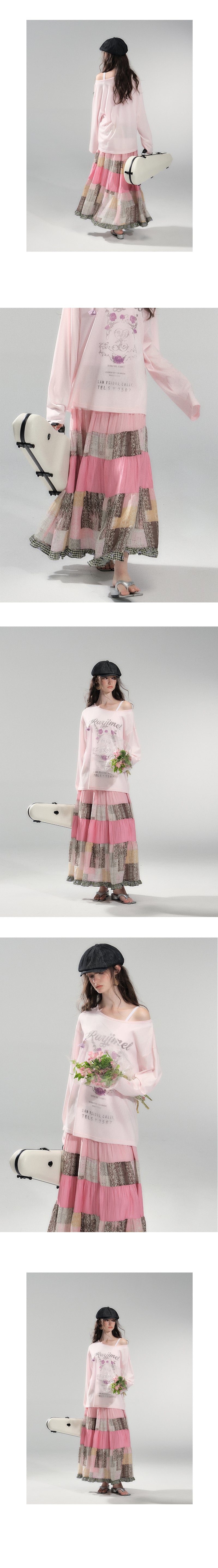 Tiered Patchwork Maxi Skirt With Frilled Hem