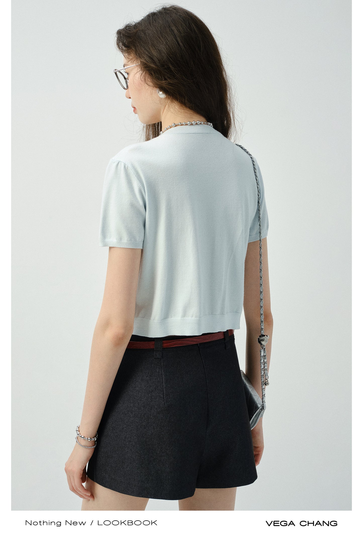 Two-Tone Layered Button-Up Knit Top