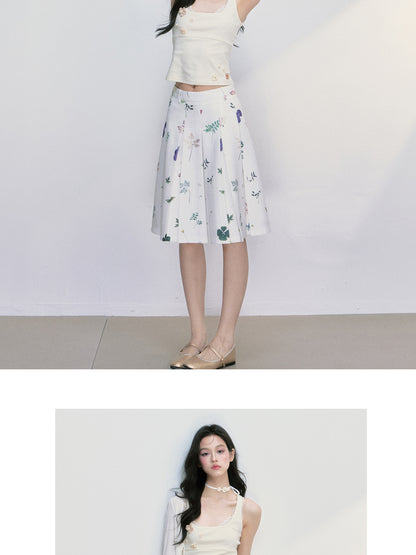 Sleeveless Top With Flower Embellishments
