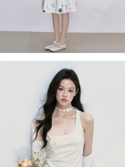 Sleeveless Top With Flower Embellishments