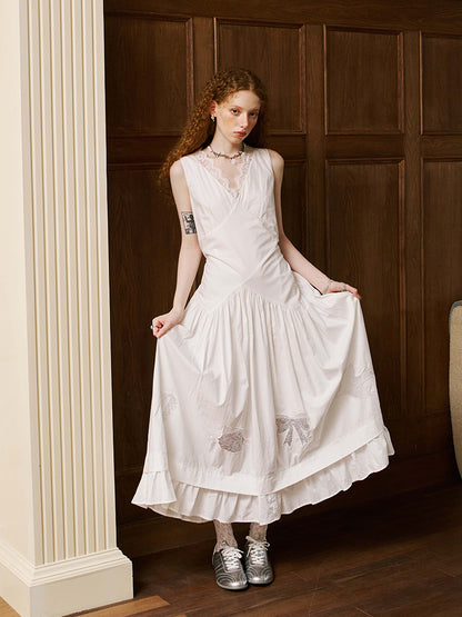 Lace Patch Sleeveless Cutout Dress