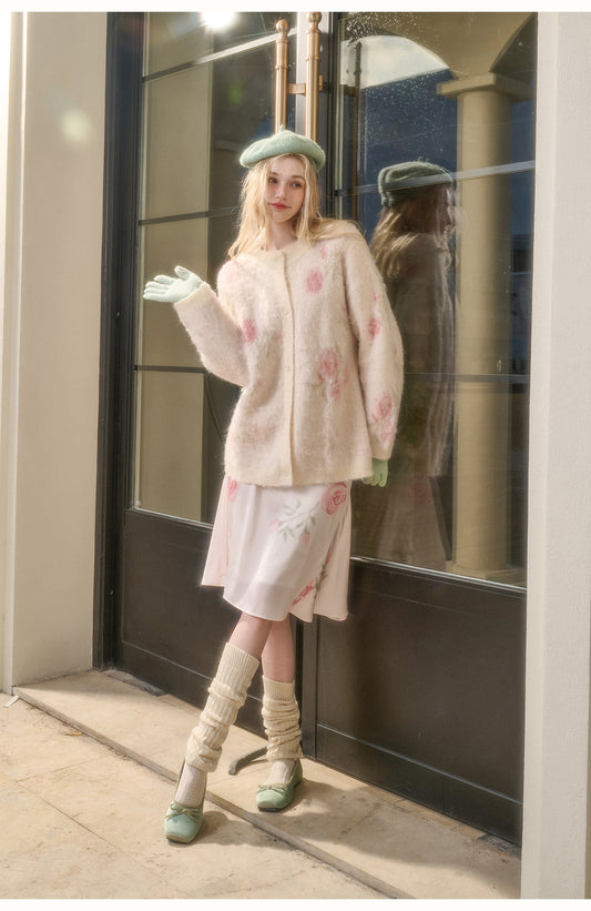 Longline Floral Soft Knit Cardigan