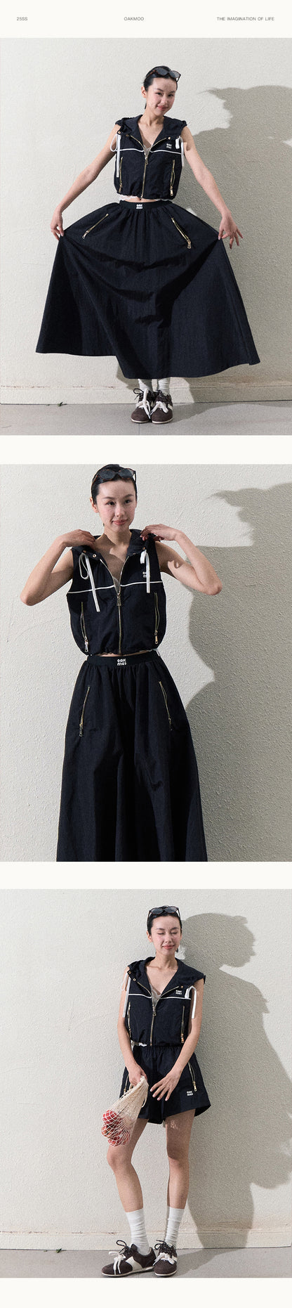Zip-Up Top With Two Sleeve Options & Skirt Or Shorts