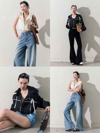 Zip-Up Top With Two Sleeve Options & Skirt Or Shorts