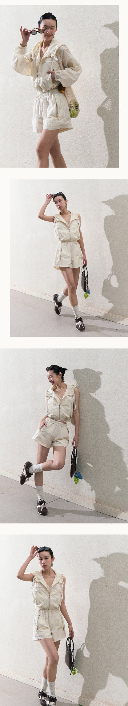 Zip-Up Top With Two Sleeve Options & Skirt Or Shorts
