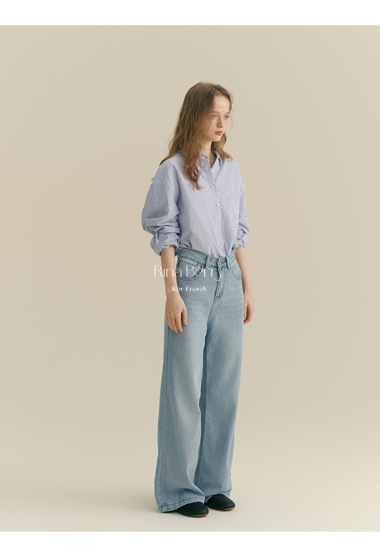 Striped Drop Shoulder Button-Down Shirt