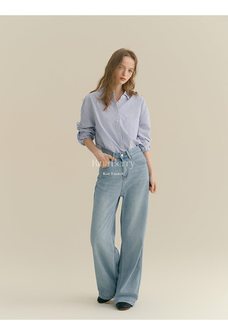 Striped Drop Shoulder Button-Down Shirt