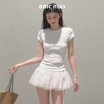 Sparkling Fitted Cap-Sleeve T-Shirt