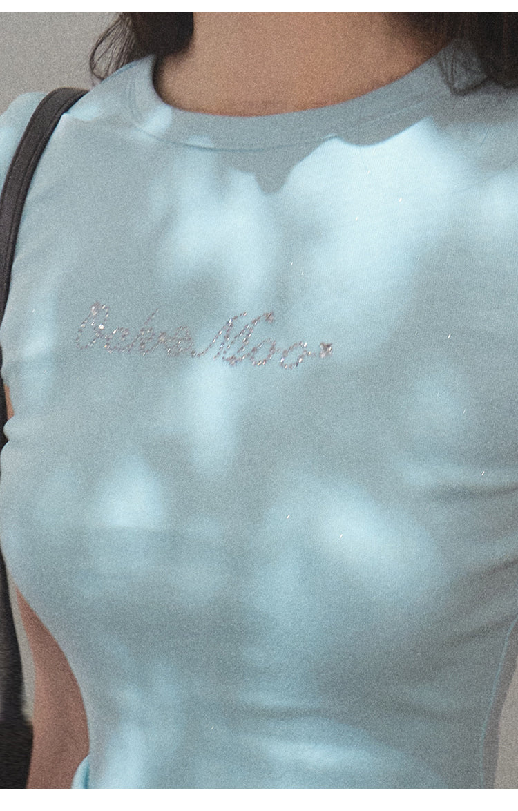 Sparkling Fitted Cap-Sleeve T-Shirt