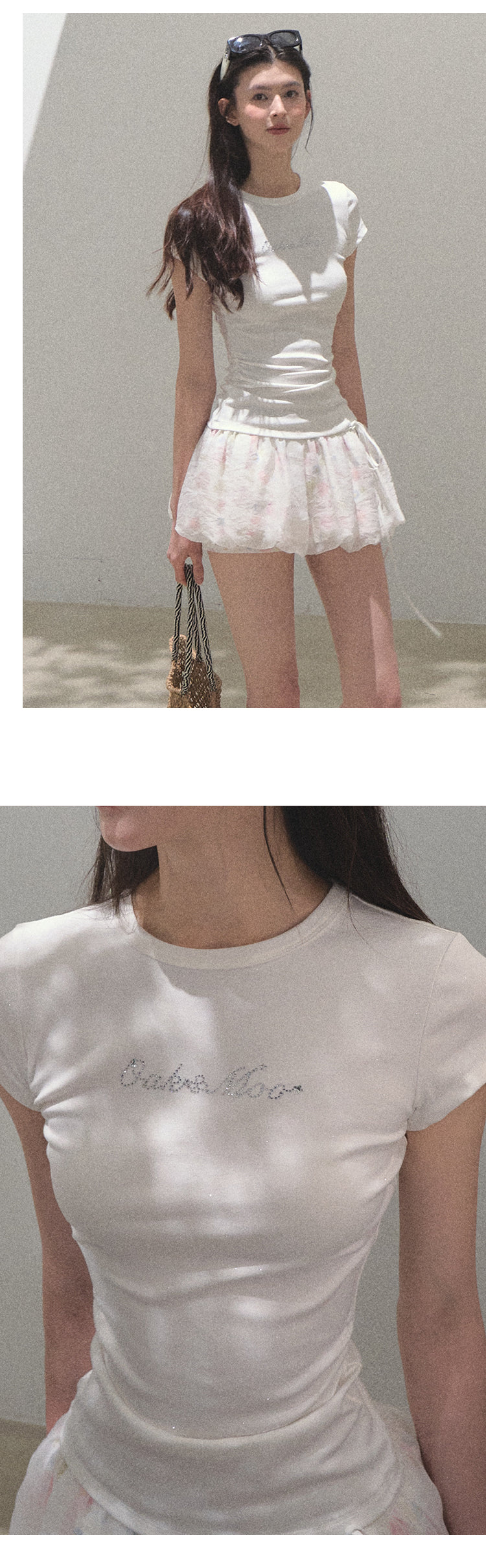 Sparkling Fitted Cap-Sleeve T-Shirt