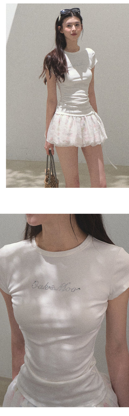 Sparkling Fitted Cap-Sleeve T-Shirt