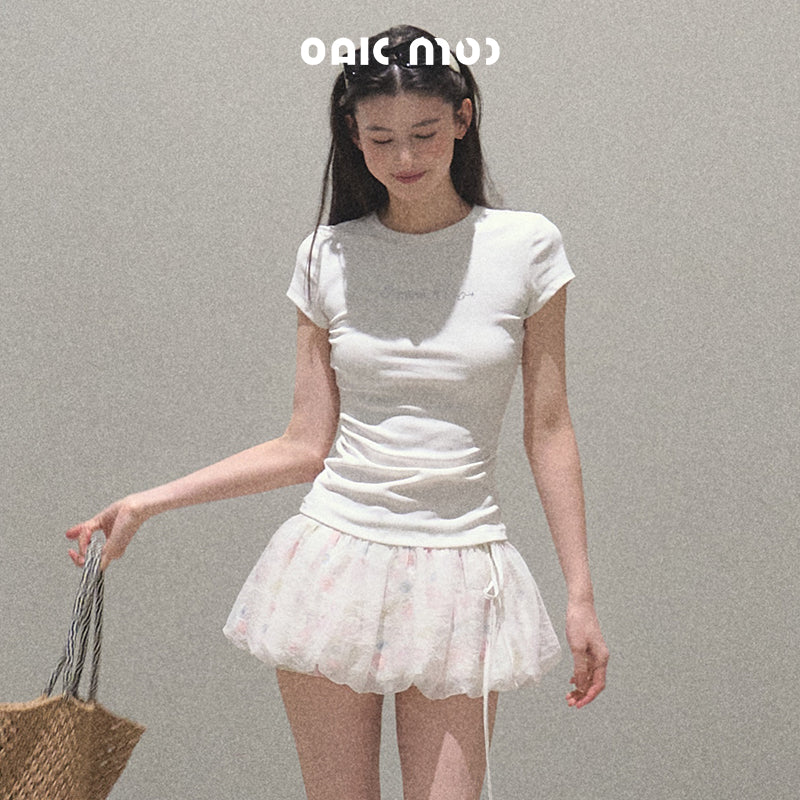 Sparkling Fitted Cap-Sleeve T-Shirt