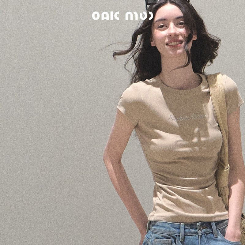 Sparkling Fitted Cap-Sleeve T-Shirt
