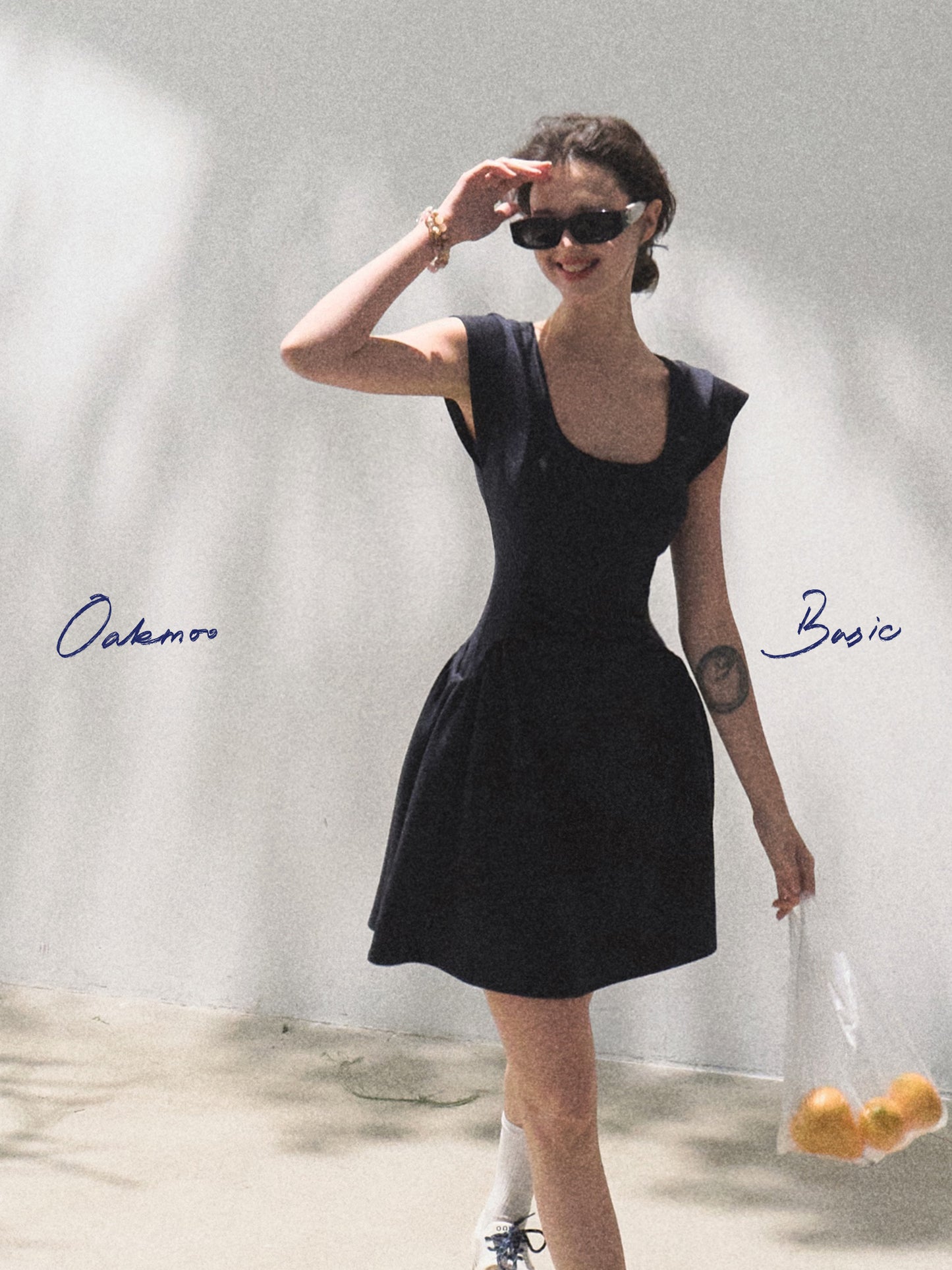 Scoop Neck Zip-Up Draped Dress In 2 Lengths