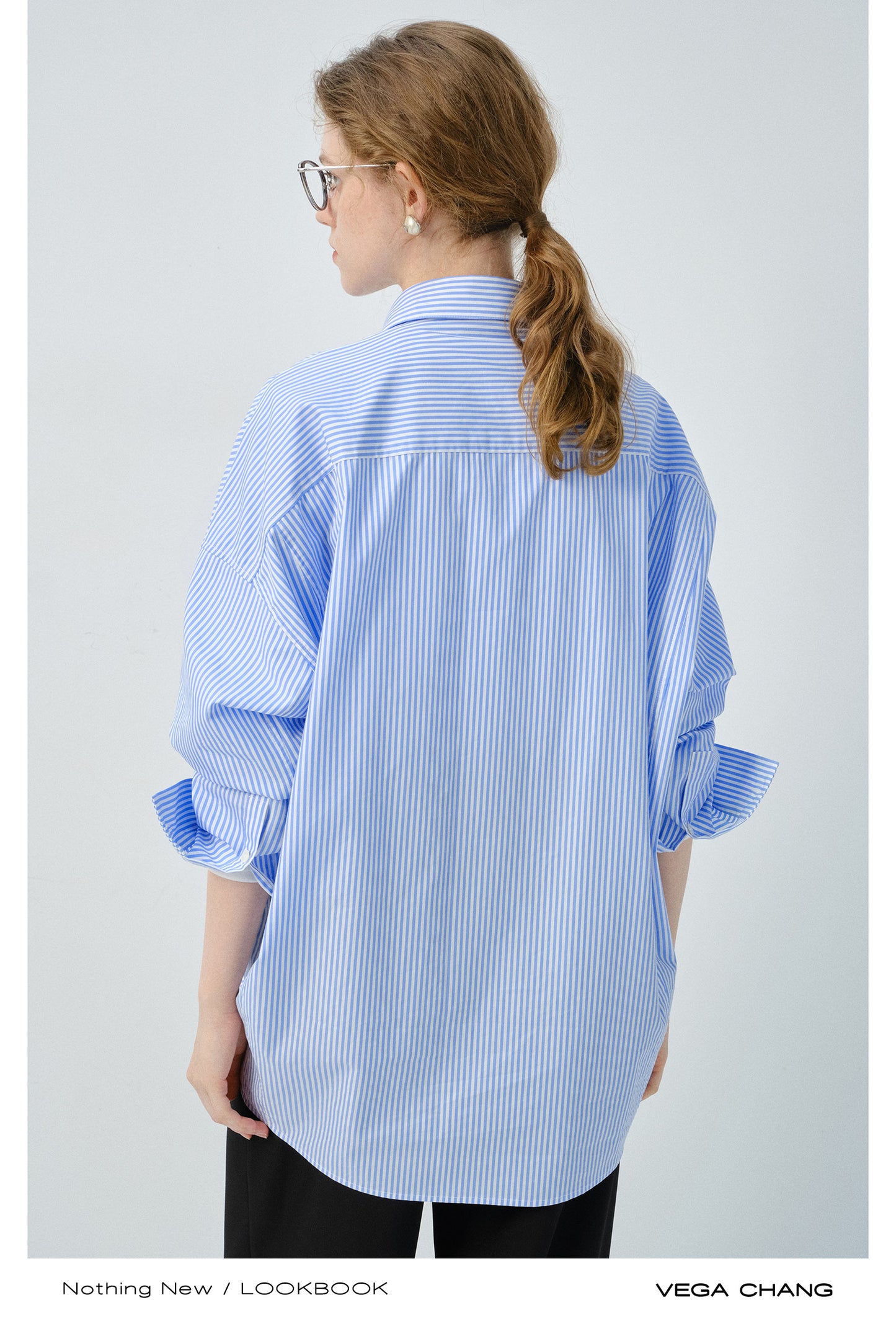 Playful Bear Motif Striped Shirt