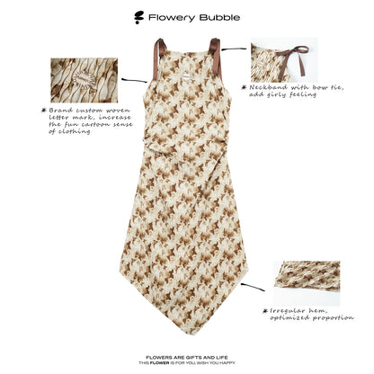 Crinkled Asymmetrical Dress With Pointed Hem And Tie Straps