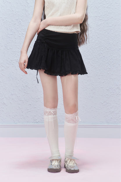 Ruffled Mini Skirt With Ruched Detail