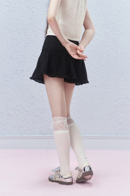 Ruffled Mini Skirt With Ruched Detail