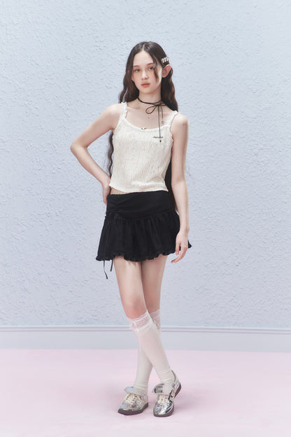 Ruffled Mini Skirt With Ruched Detail