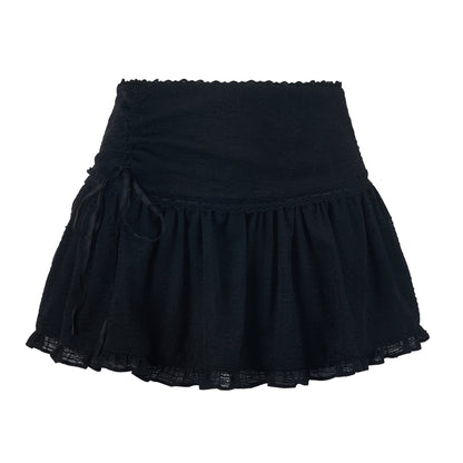 Ruffled Mini Skirt With Ruched Detail