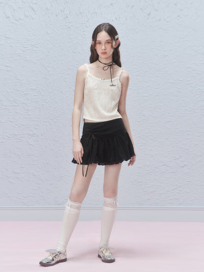 Ruffled Mini Skirt With Ruched Detail