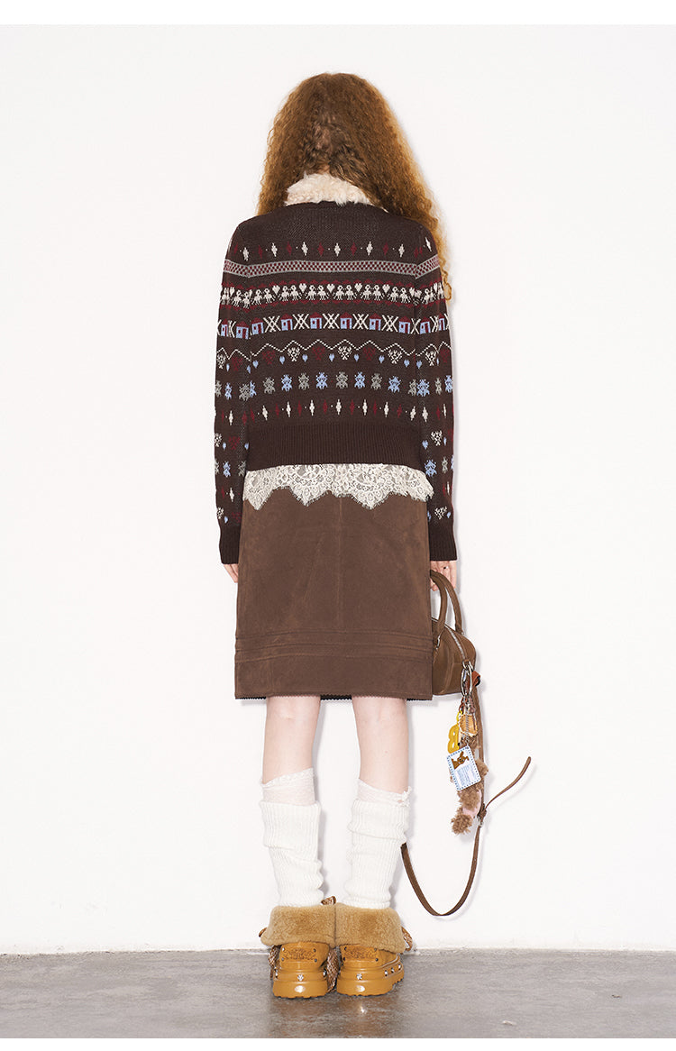 Playful Fair Isle Jacquard Knit Cardigan