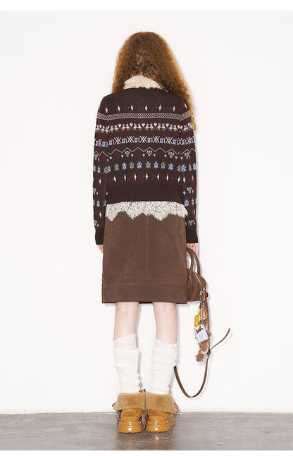 Playful Fair Isle Jacquard Knit Cardigan