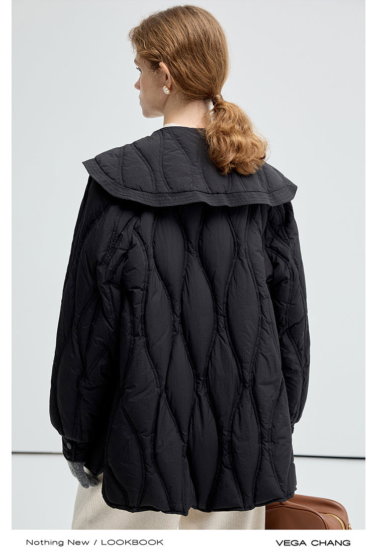 Lightweight Duck Down Jacket With Tie Neck Collar