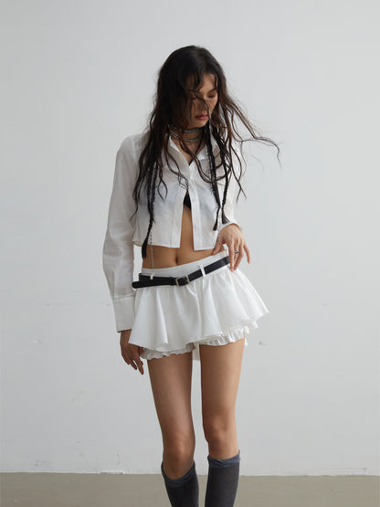 Crinkled High-Low Hem Micro Skort
