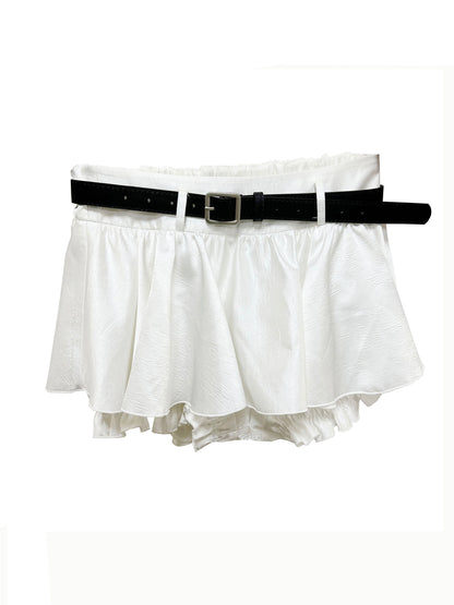 Crinkled High-Low Hem Micro Skort
