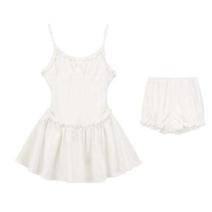 Pointelle Cotton Cardigan & Cami Dress with Shorts