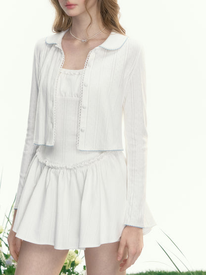Pointelle Cotton Cardigan & Cami Dress with Shorts