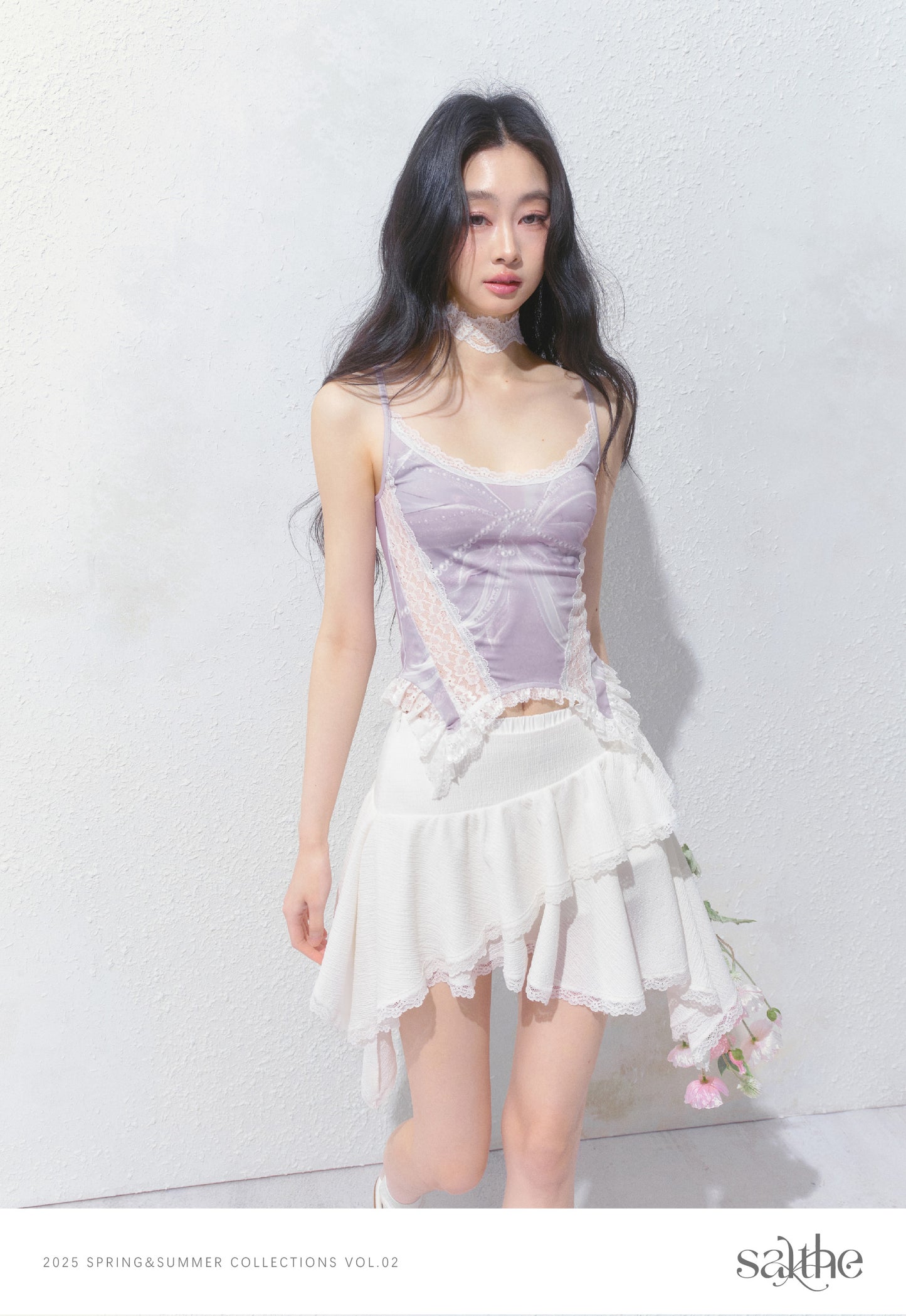 Printed Fitted Camisole With Lace Detail