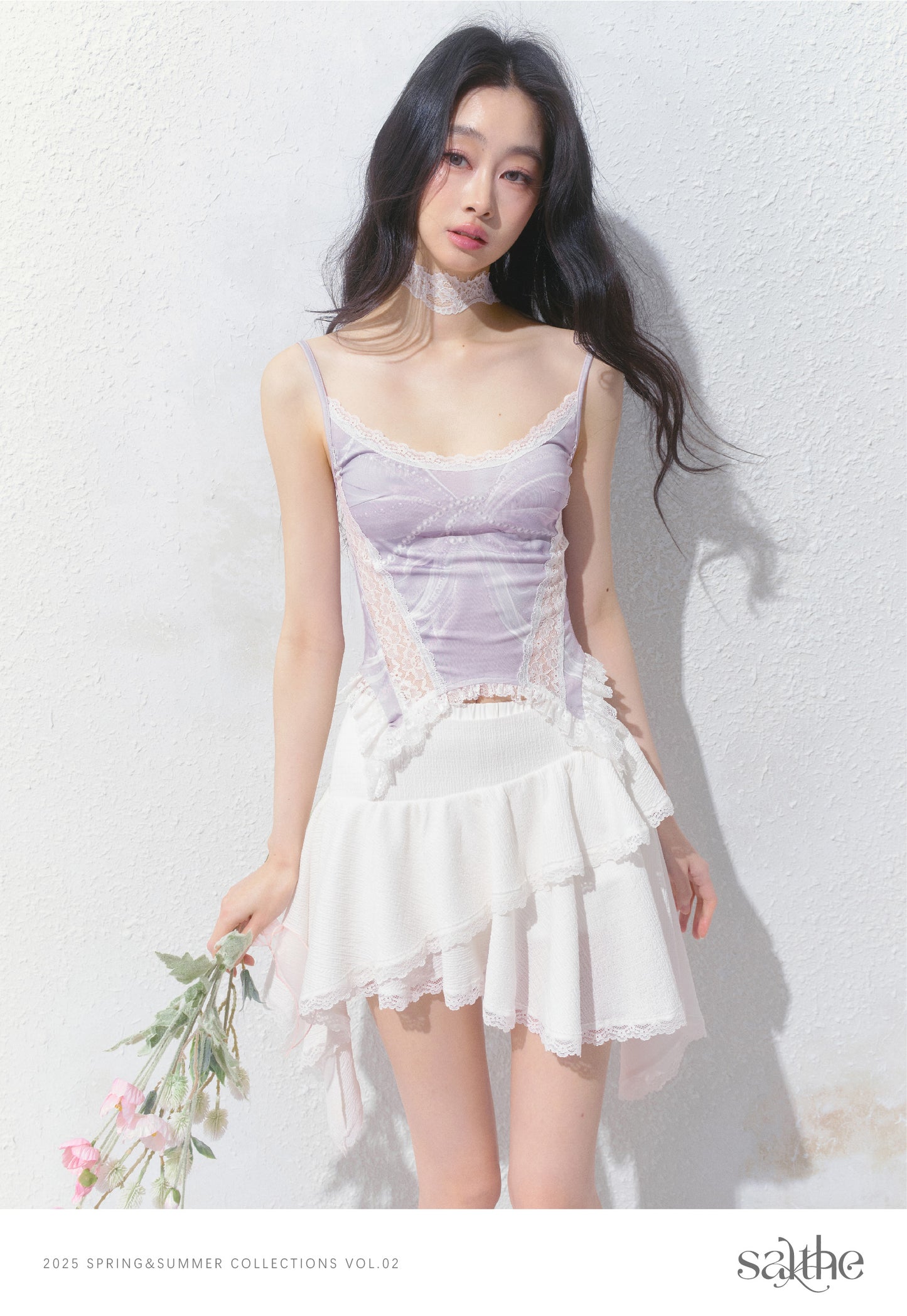 Printed Fitted Camisole With Lace Detail