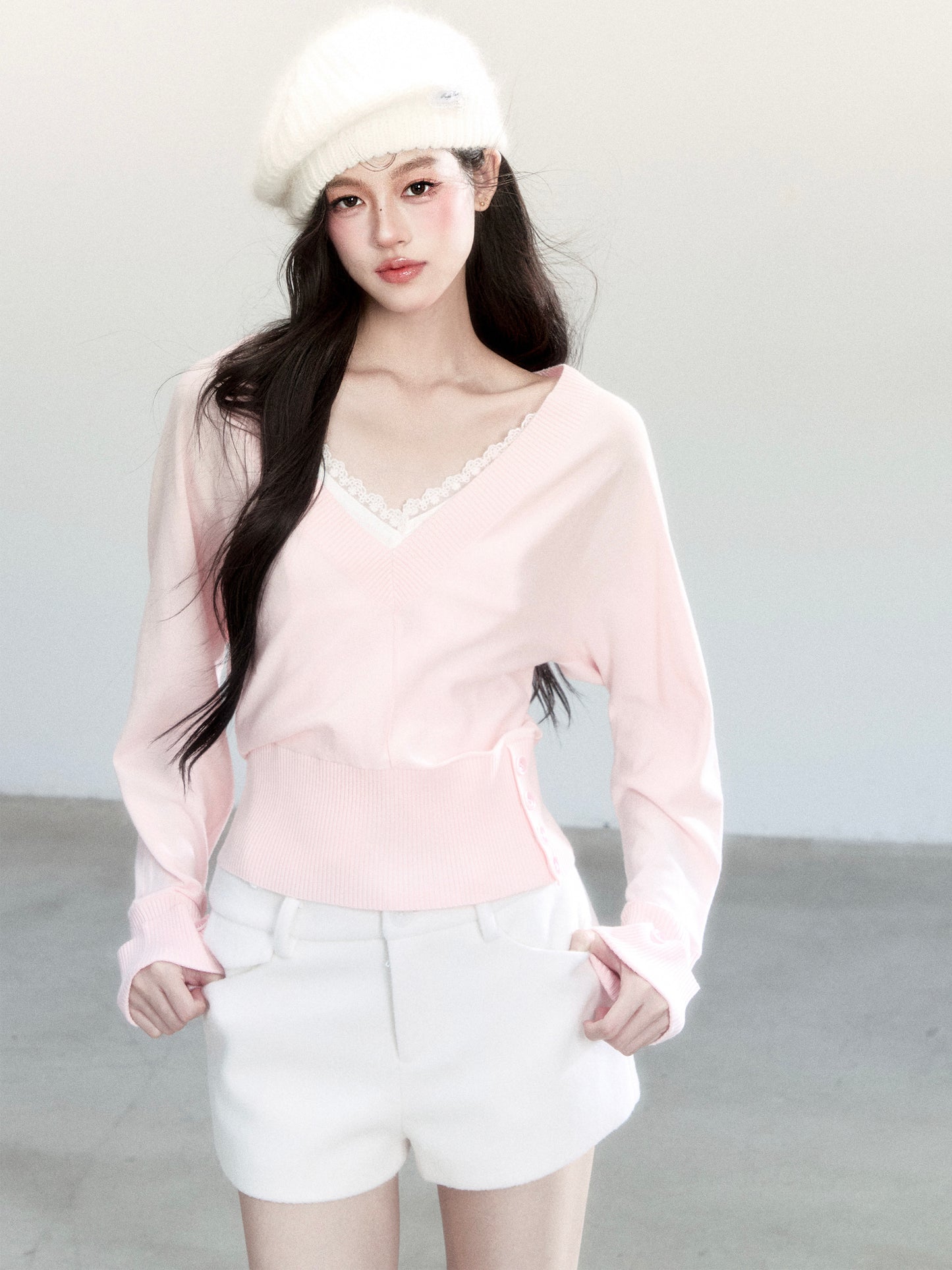 Batwing Sleeve V-Neck Top & Cami Top