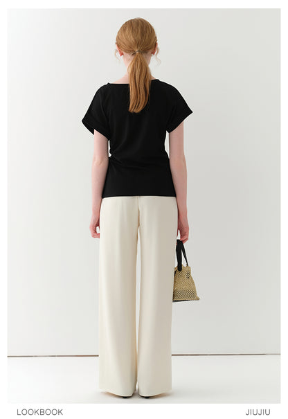 Asymmetric Ruched-Front T-Shirt