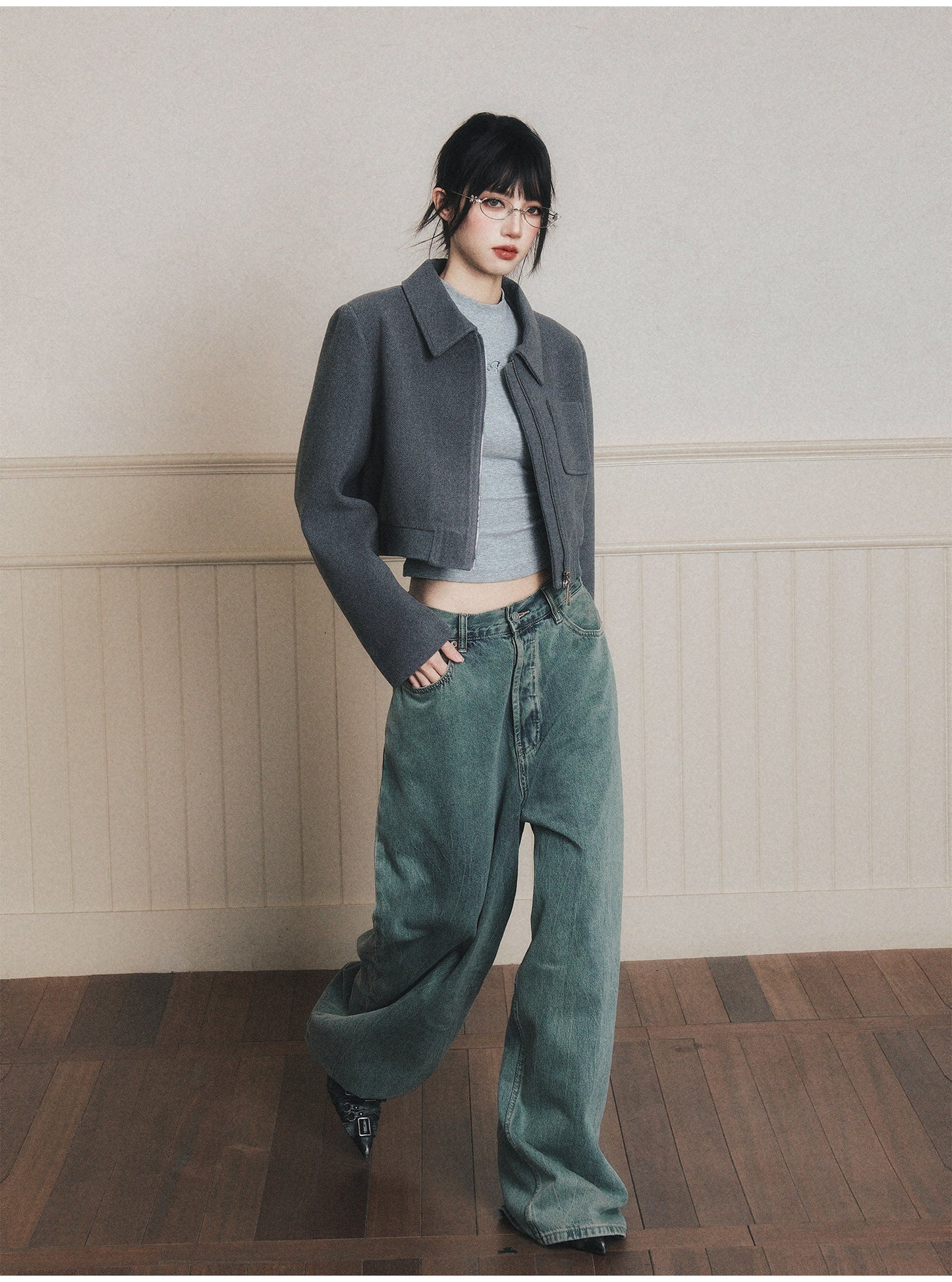 Structured Cropped Zip Jacket