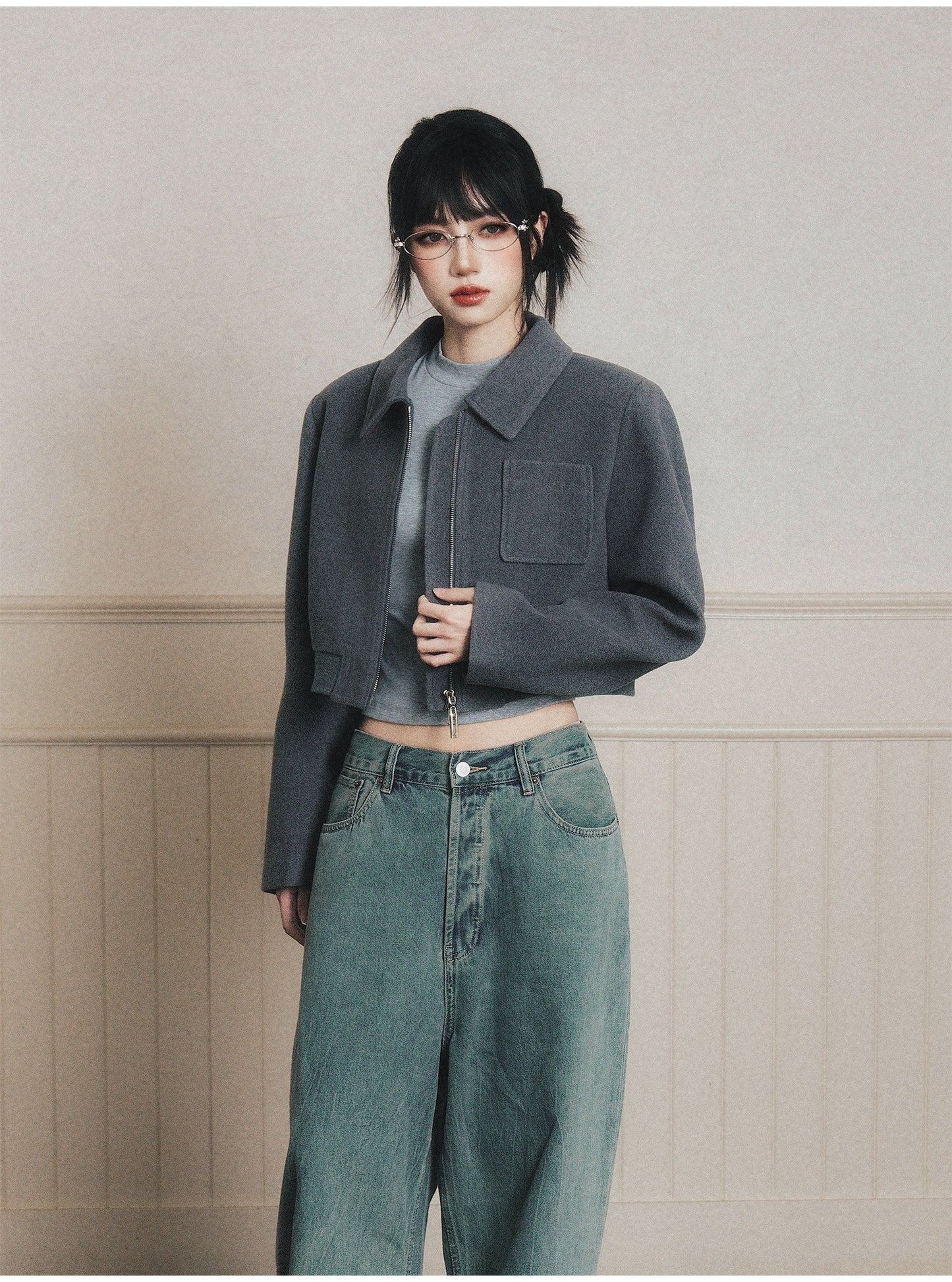 Structured Cropped Zip Jacket