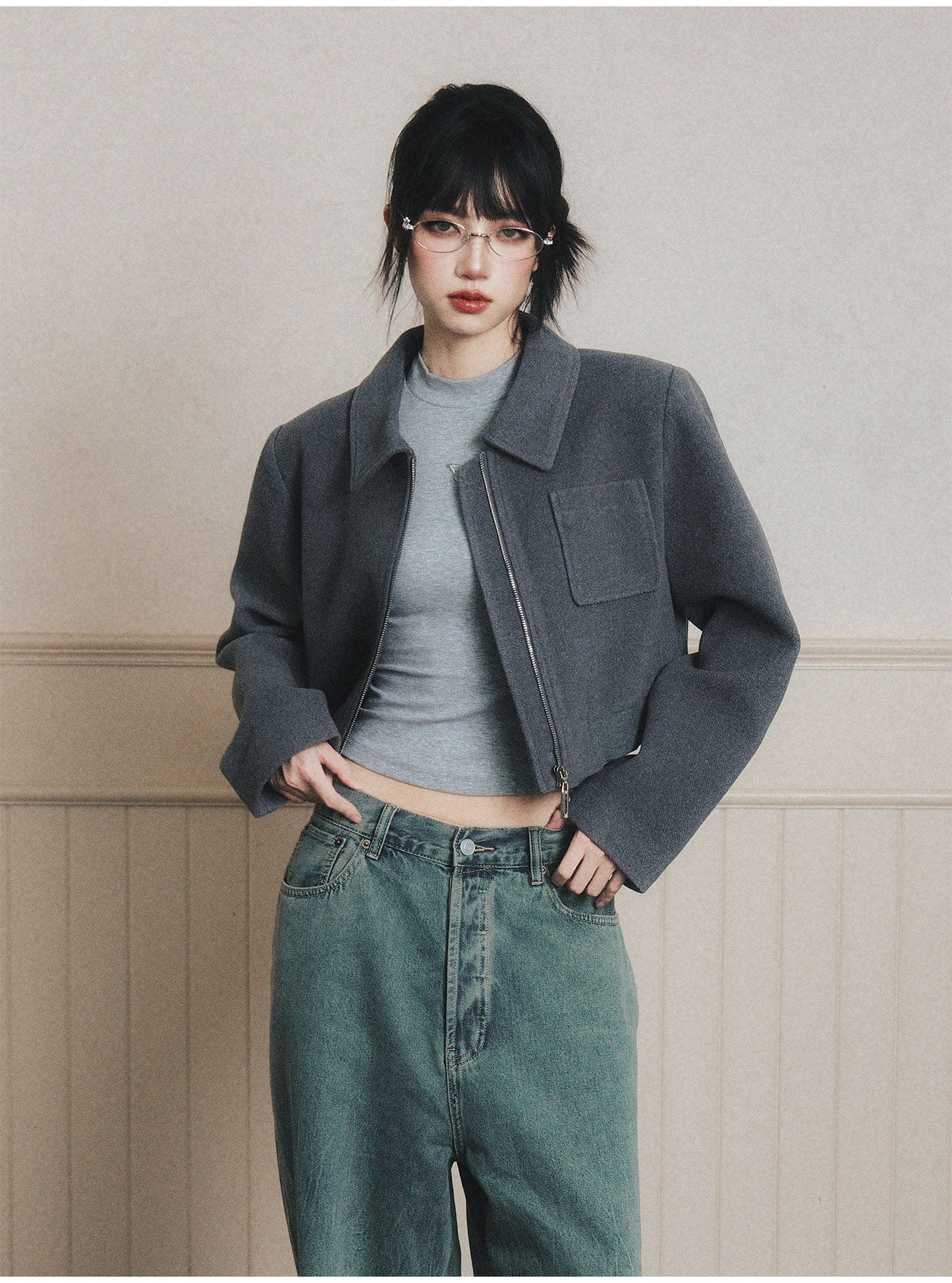 Structured Cropped Zip Jacket