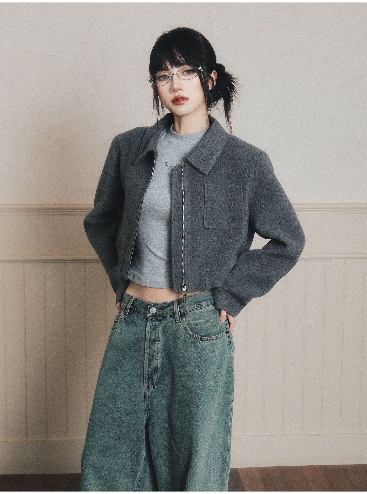 Structured Cropped Zip Jacket