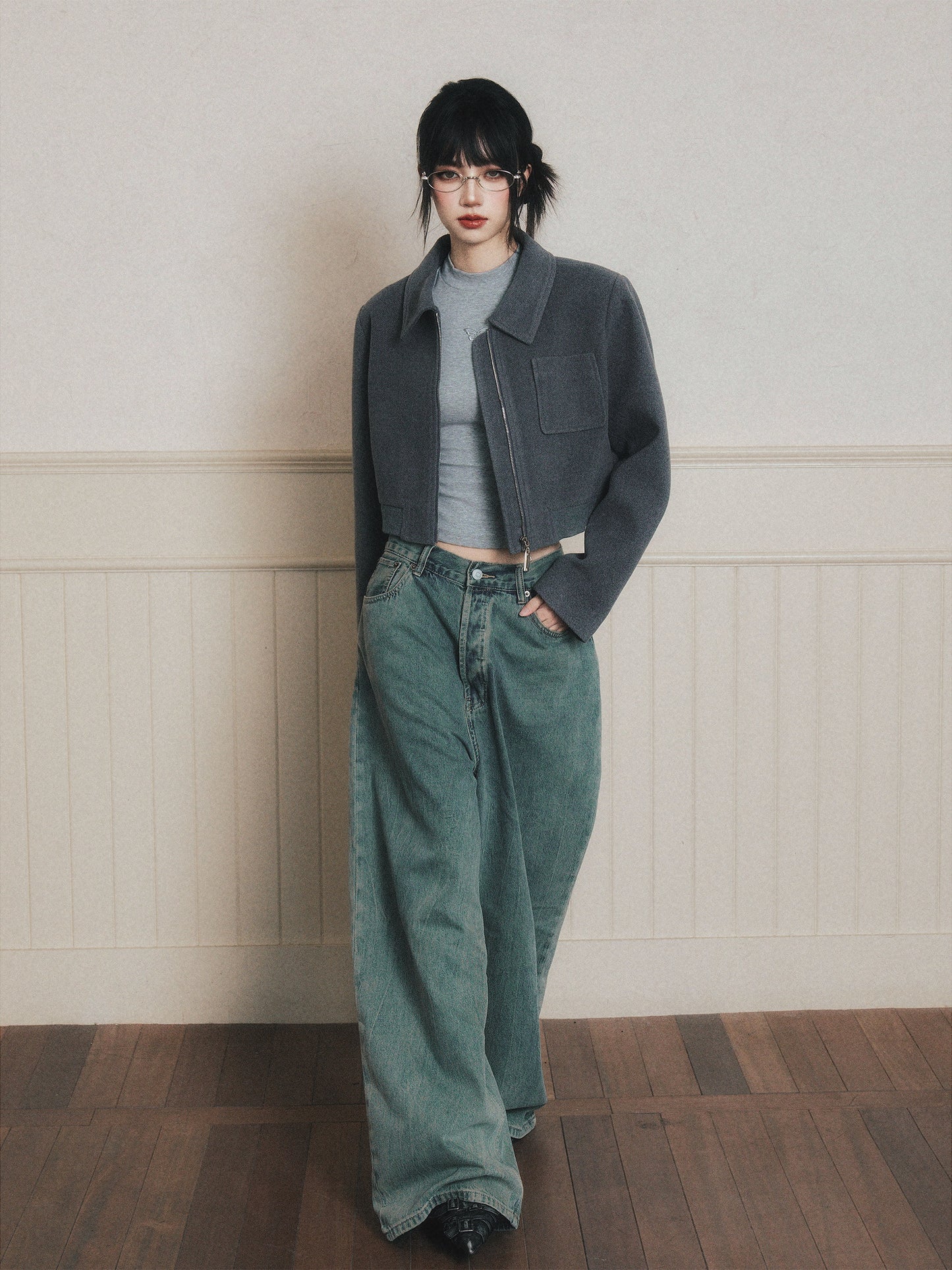 Structured Cropped Zip Jacket