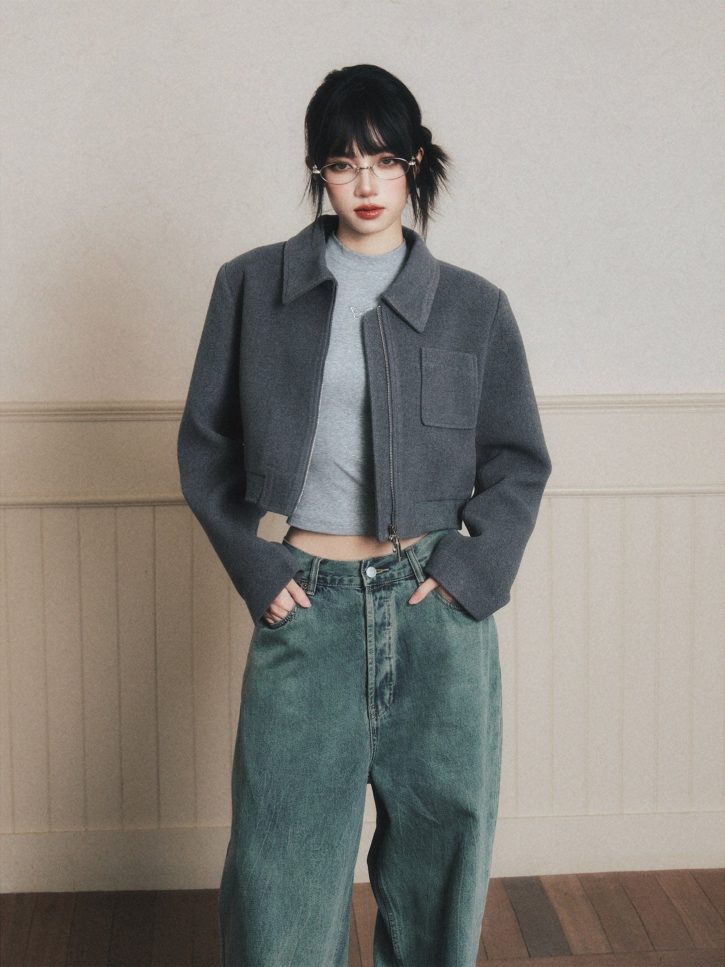 Structured Cropped Zip Jacket