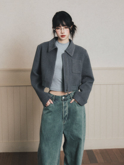 Structured Cropped Zip Jacket