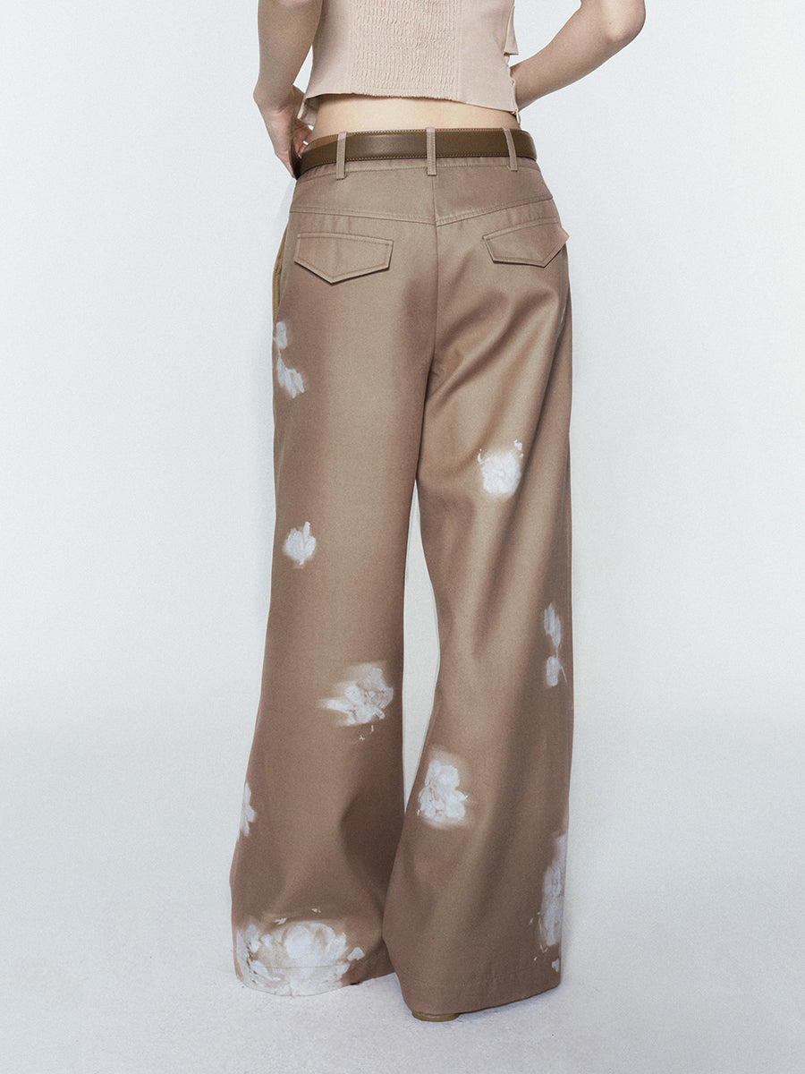 Asymmetric Foldover Floral Tube Top & Wide-Leg Pants