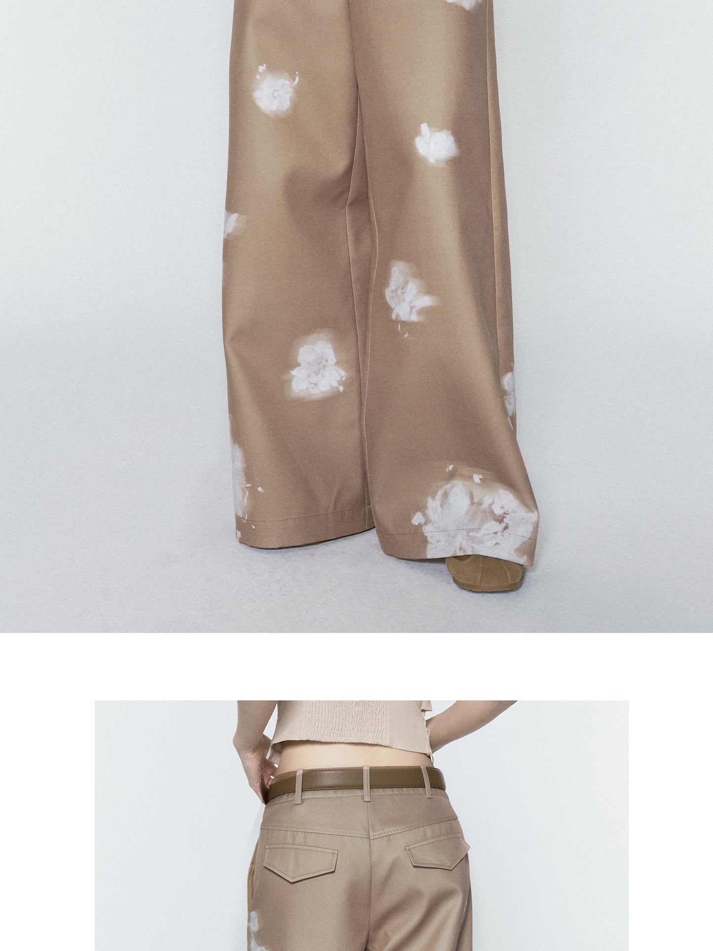 Asymmetric Foldover Floral Tube Top & Wide-Leg Pants