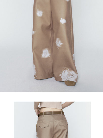 Asymmetric Foldover Floral Tube Top & Wide-Leg Pants