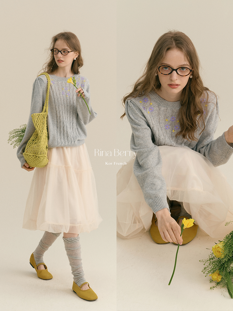 Sheer Mesh Bubble Skirt In Midi Length